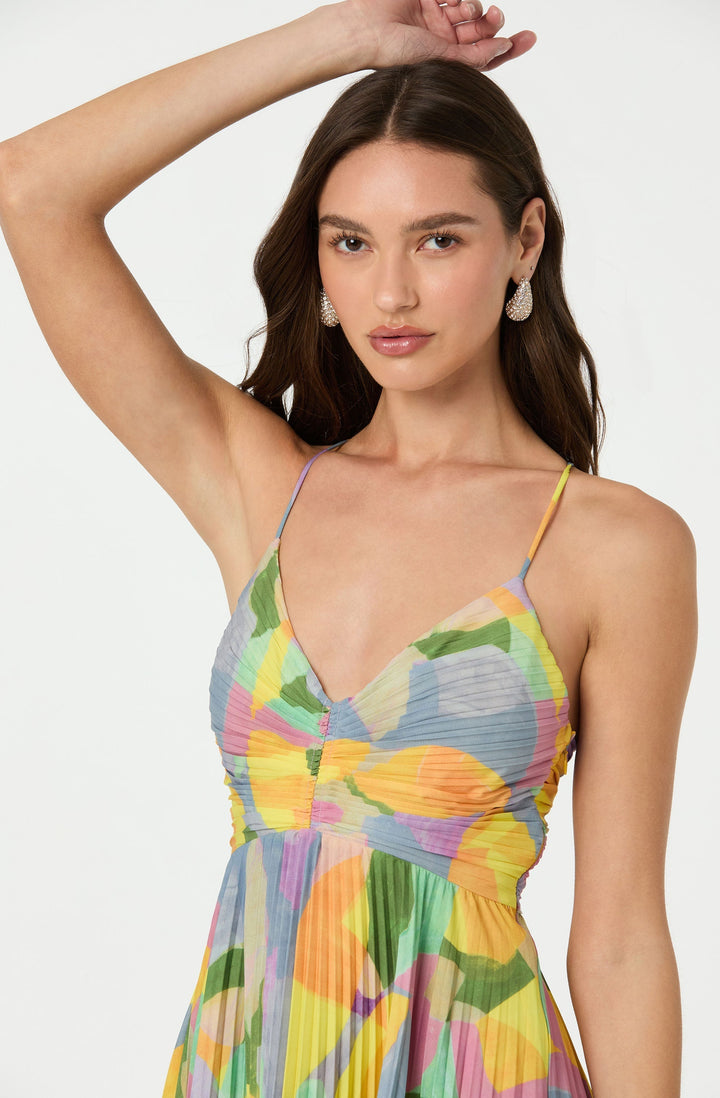 Amelia Claire | Pleated Maxi Dress With Floral Print