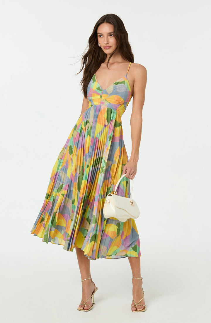 Amelia Claire | Pleated Maxi Dress With Floral Print
