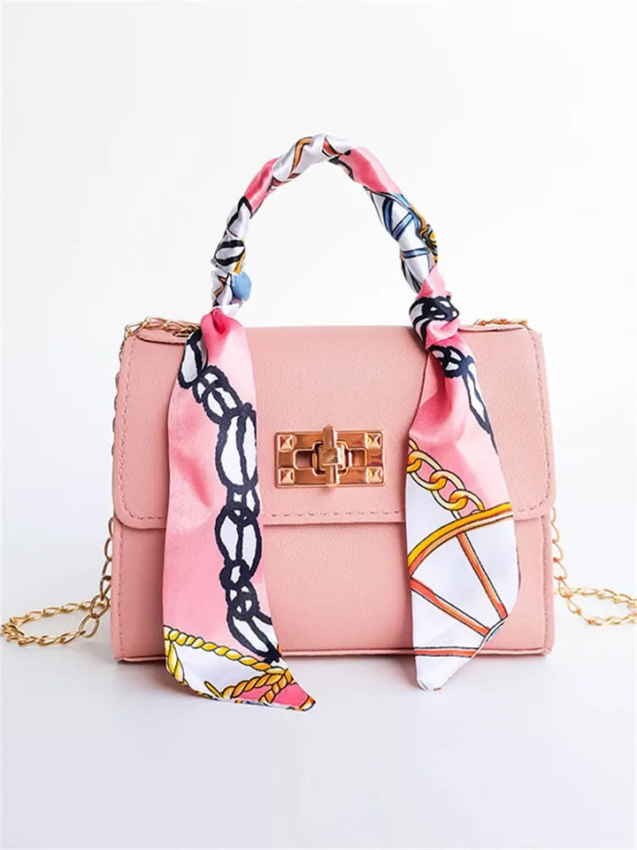 Margaret | Handbag with Scarf Accent and Chain Strap