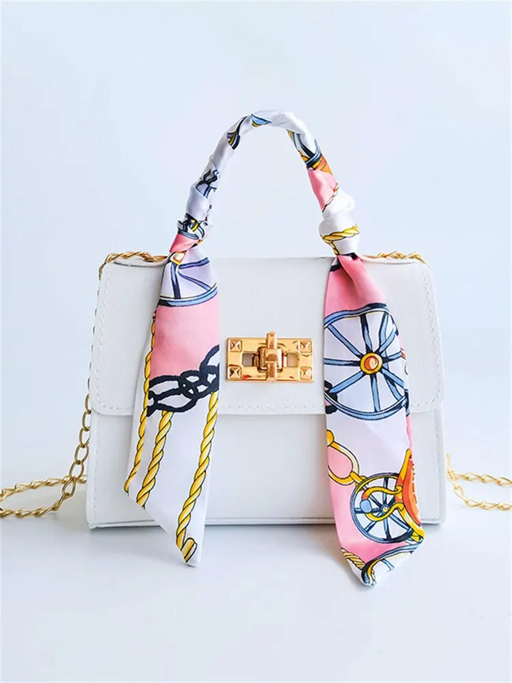Margaret | Handbag with Scarf Accent and Chain Strap