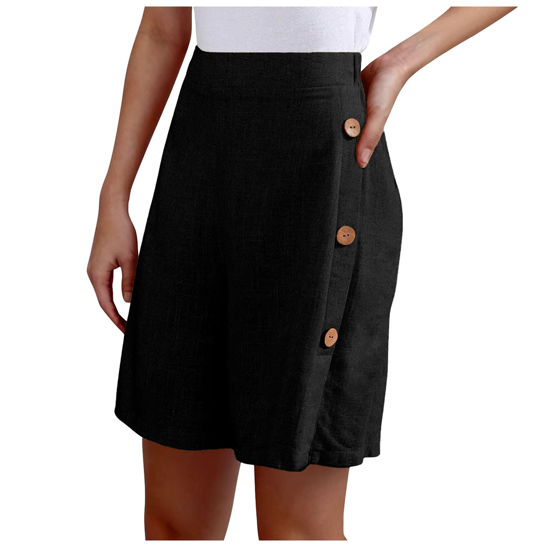 Lucille | High Waist Button Accent Shorts