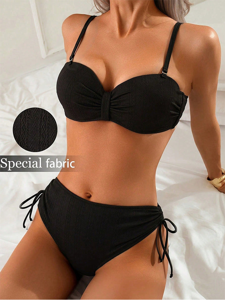 Giselle | Geometric Print Bikini with Push-Up Top and Tie-Side Bottoms