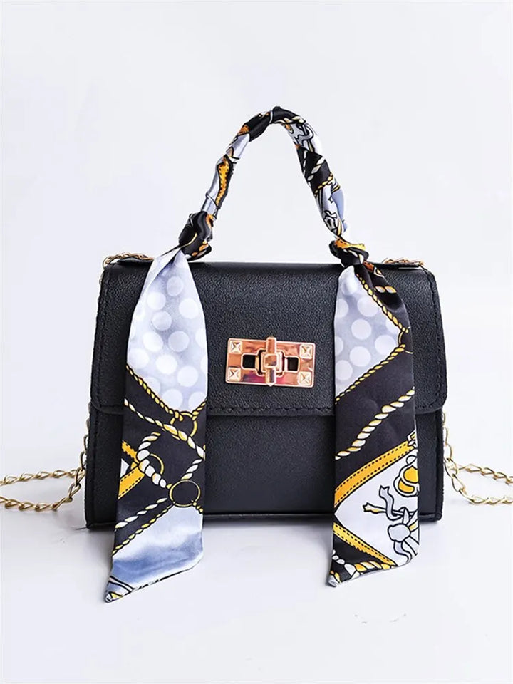 Margaret | Handbag with Scarf Accent and Chain Strap