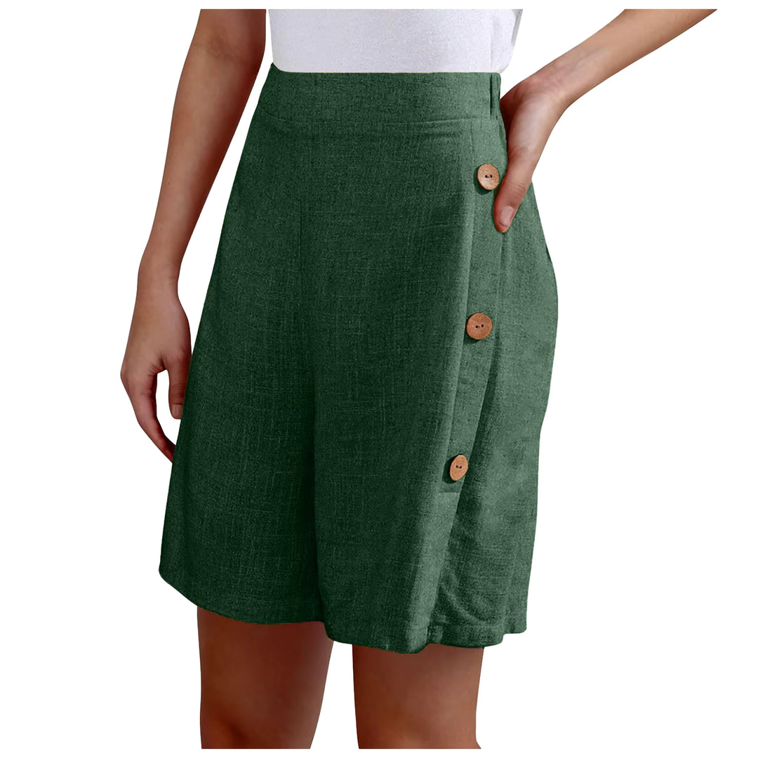 Lucille | High Waist Button Accent Shorts