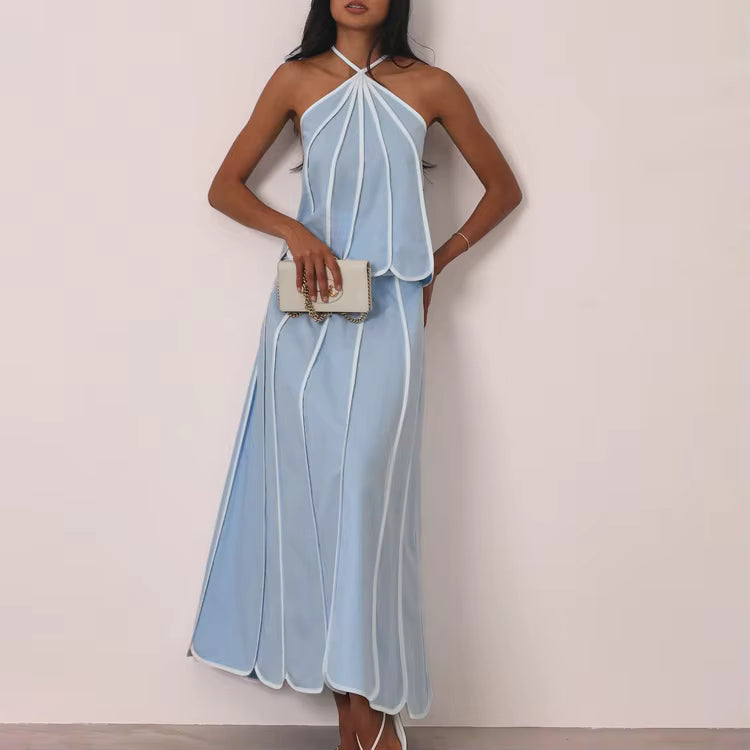 Women's Two Piece Set | Halter Top Midi Skirt