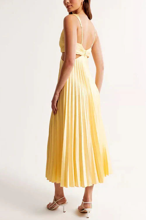 Annette | Wedding Guest Midi Dress with Deep V Neck and Cutout Waist
