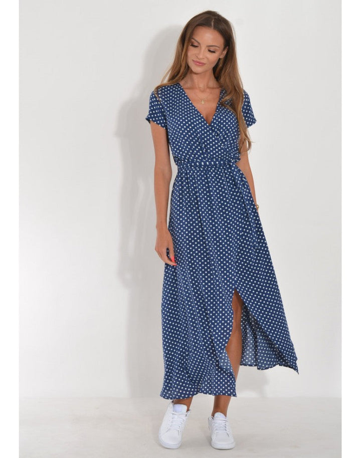 Dolores | Floral Midi Wrap Dress with V Neck and Flutter Sleeves