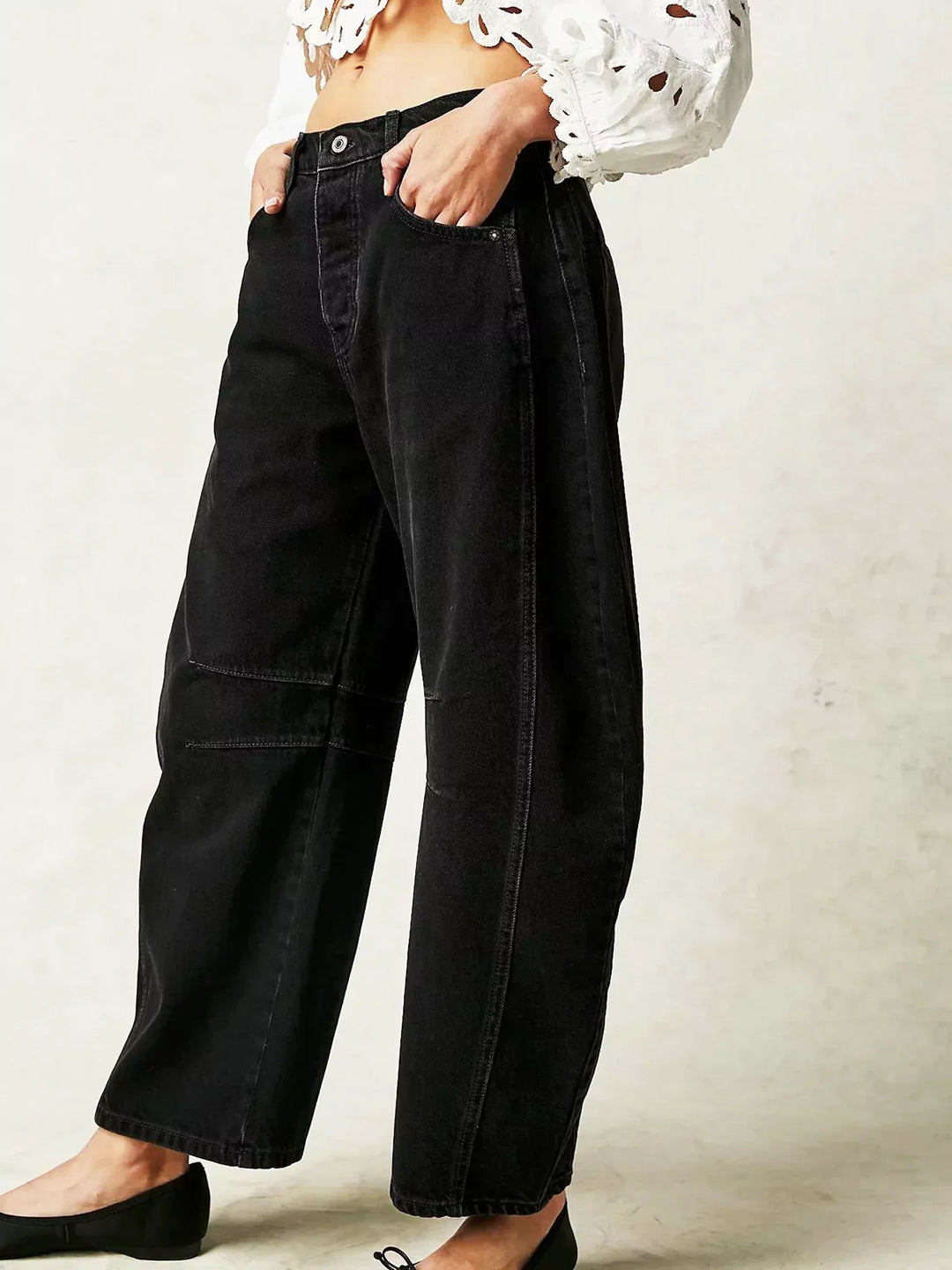 Donna | Leopard Print Wide Leg Baggy Jeans with Mid Rise Waist