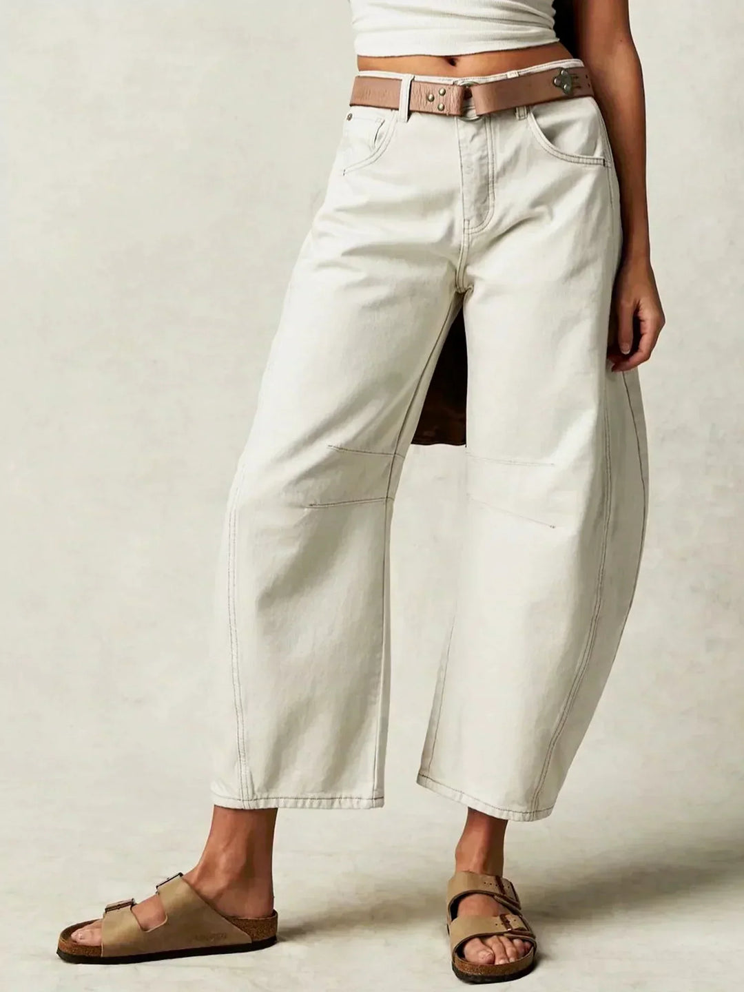 Donna | Leopard Print Wide Leg Baggy Jeans with Mid Rise Waist
