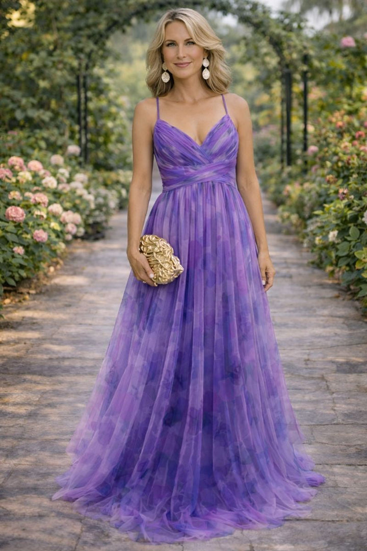 Genevieve | Floral Maxi Dress with V Neck and Spaghetti Straps