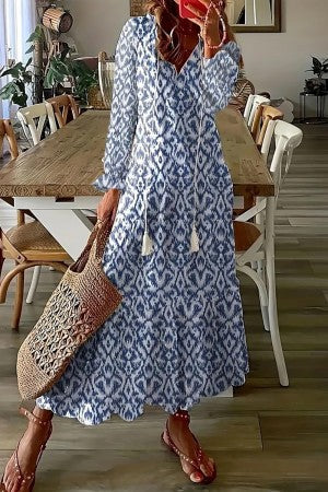 Grace | Boho Floral Maxi Sundress with V Neck and Button Front
