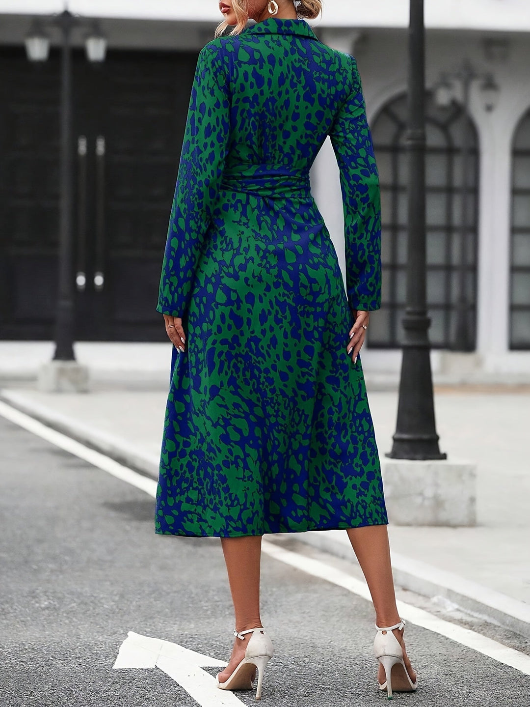 Joanne | Shirt Midi Dress with Belt and Long Sleeves