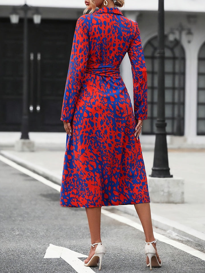 Joanne | Shirt Midi Dress with Belt and Long Sleeves