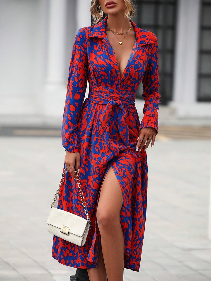 Joanne | Shirt Midi Dress with Belt and Long Sleeves