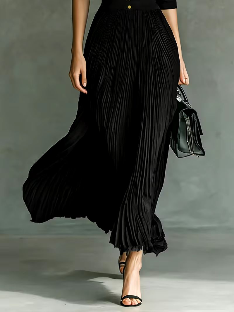 Leonora | Formal Maxi Dress with Lapel Collar and Pleated Skirt