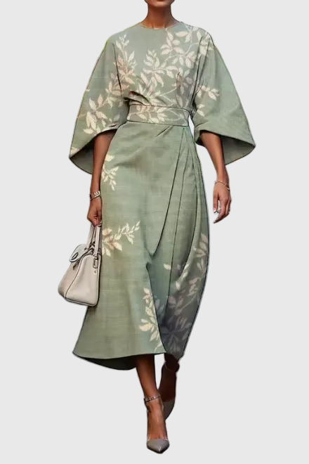 Patricia | Floral Wrap Maxi Dress with Kimono Sleeves and Defined Waist