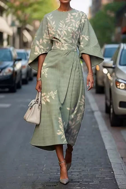 Patricia | Floral Wrap Maxi Dress with Kimono Sleeves and Defined Waist