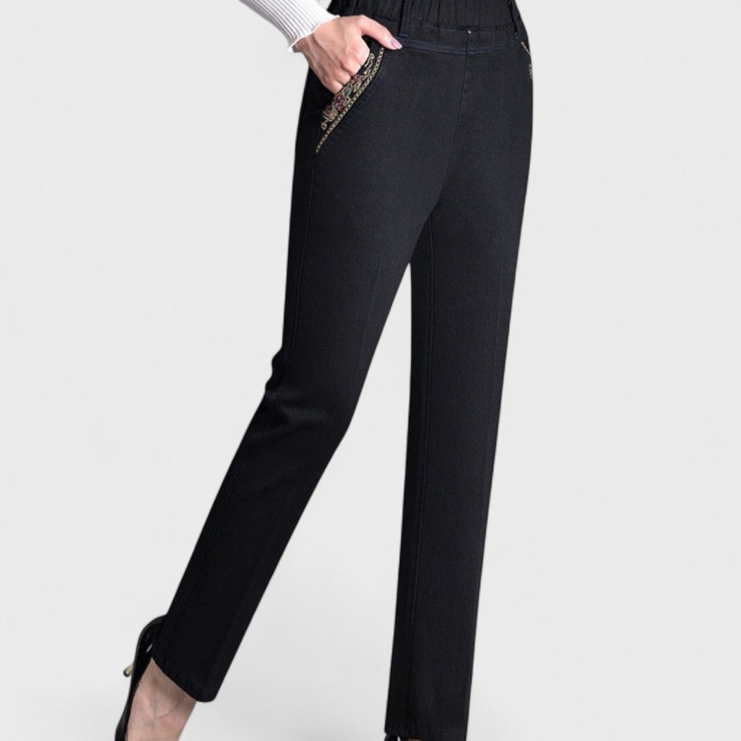 Amelia Claire | Women's Stretch Jeans, Side Pockets, Elastic Waist