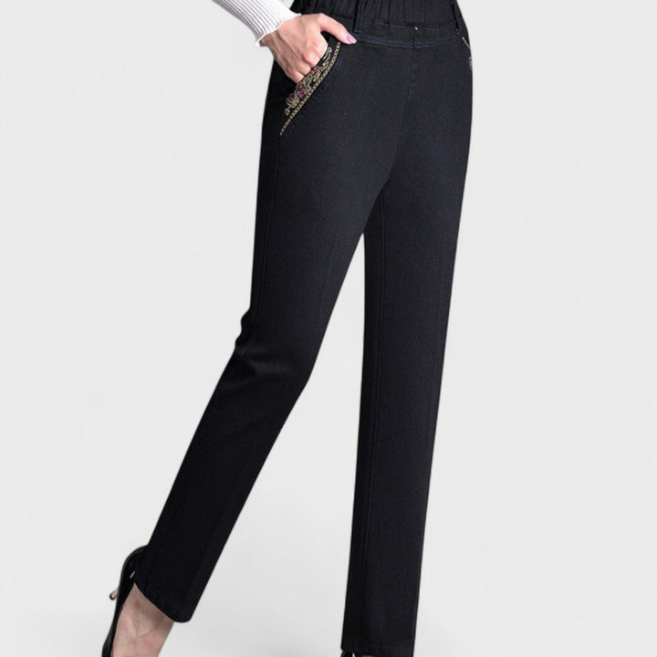 Amelia Claire | Women's Stretch Jeans, Side Pockets, Elastic Waist