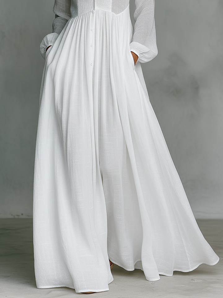 Sylvia | Shirt Maxi Dress with Button Front and Long Sleeves