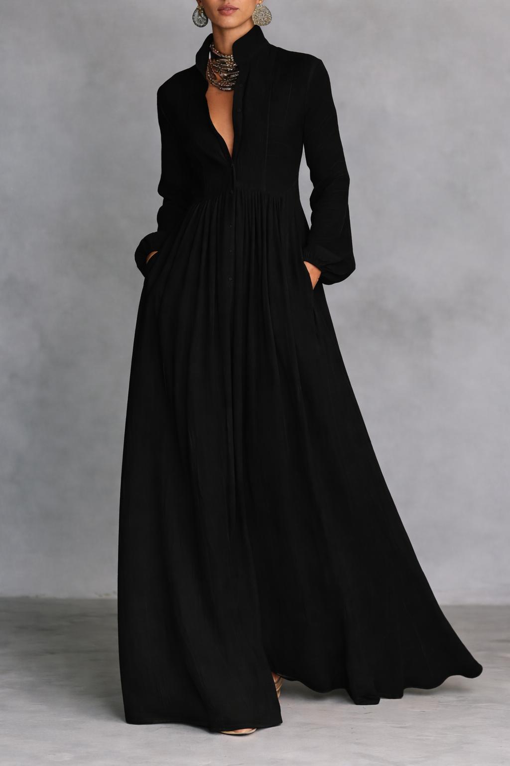 Sylvia | Shirt Maxi Dress with Button Front and Long Sleeves