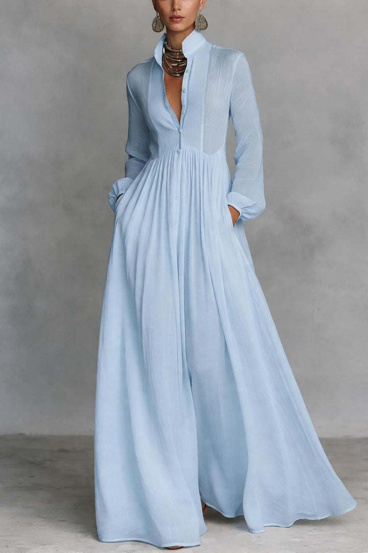 Sylvia | Shirt Maxi Dress with Button Front and Long Sleeves