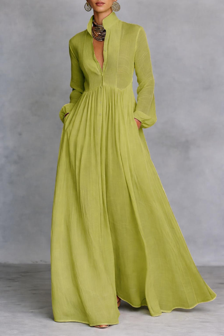 Sylvia | Shirt Maxi Dress with Button Front and Long Sleeves