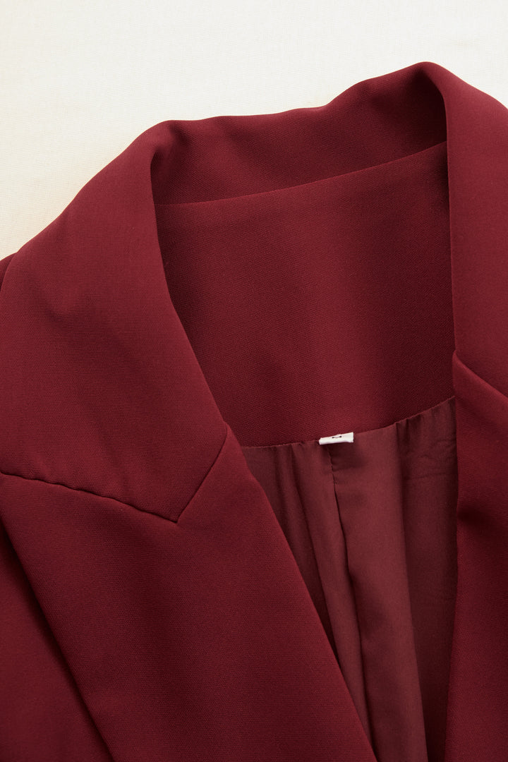 Vivian | Cocktail Midi Dress with Blazer Lapels and Long Sleeves