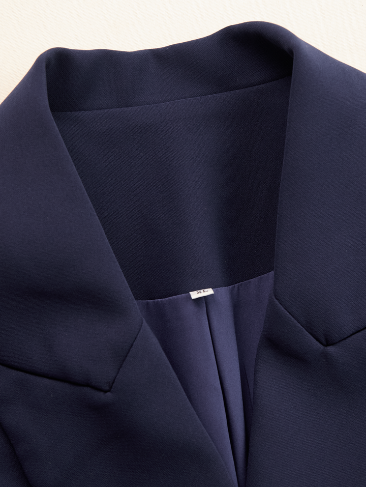 Vivian | Cocktail Midi Dress with Blazer Lapels and Long Sleeves